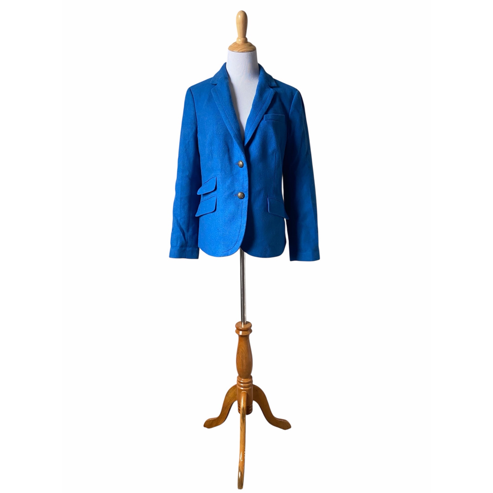 Nwt Talbots Blue Wool Blend 2 Crested Button Lined Career Blazer Jacket Sz 12